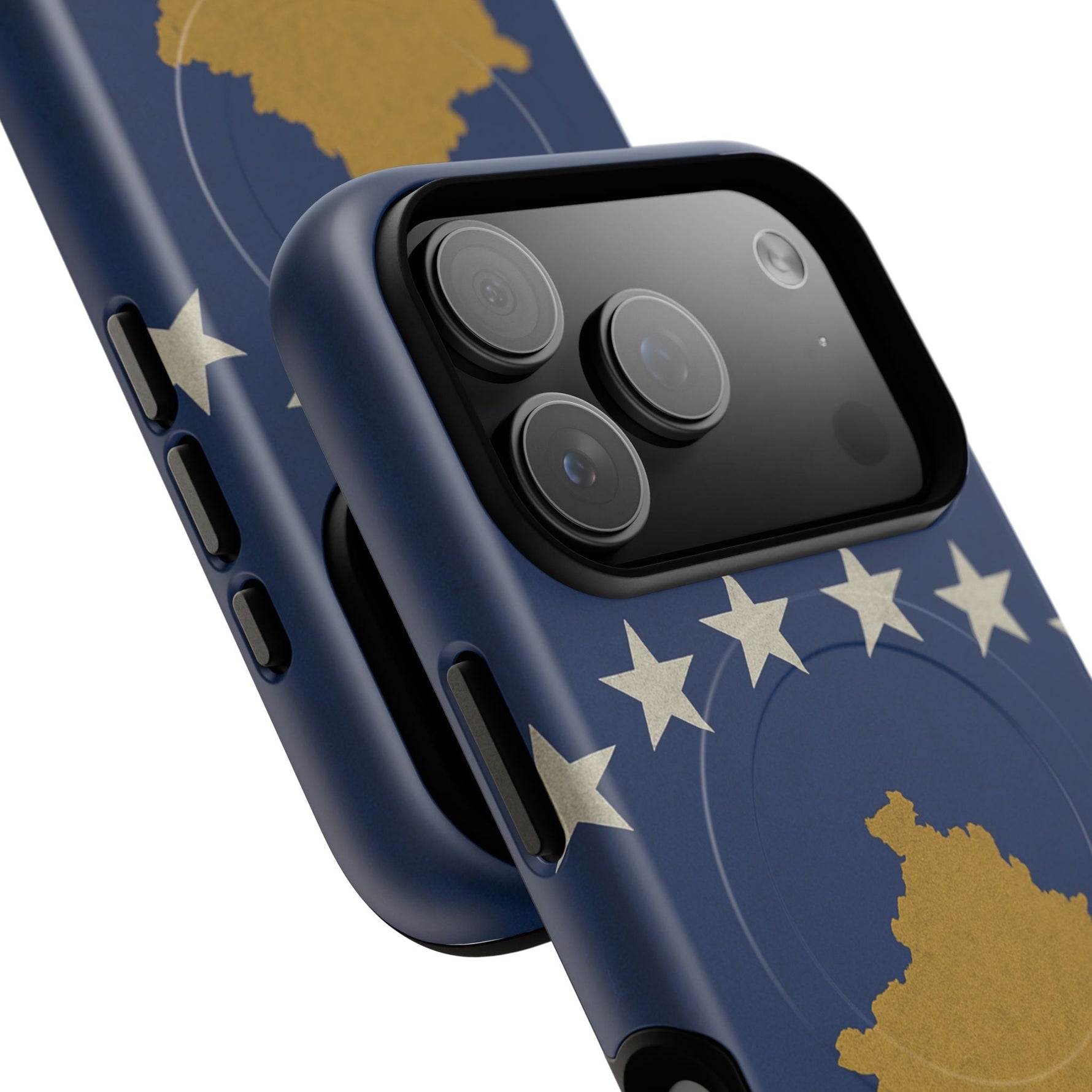 Kosovo Flag Tough iPhone Case — Navy Blue Stars & Gold Map (MagSafe compatible)  Shamo's