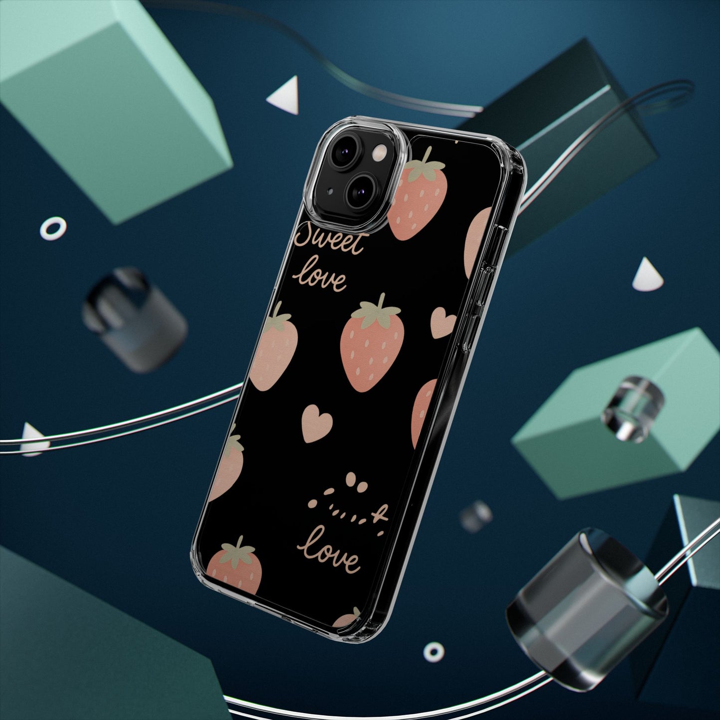 Sweet Love Strawberry Clear iPhone Case | MagSafe
