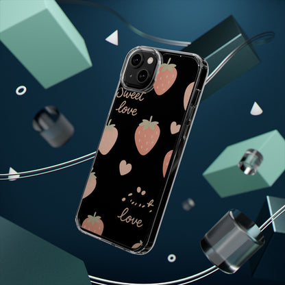 Sweet Love Strawberry Clear iPhone Case | MagSafe