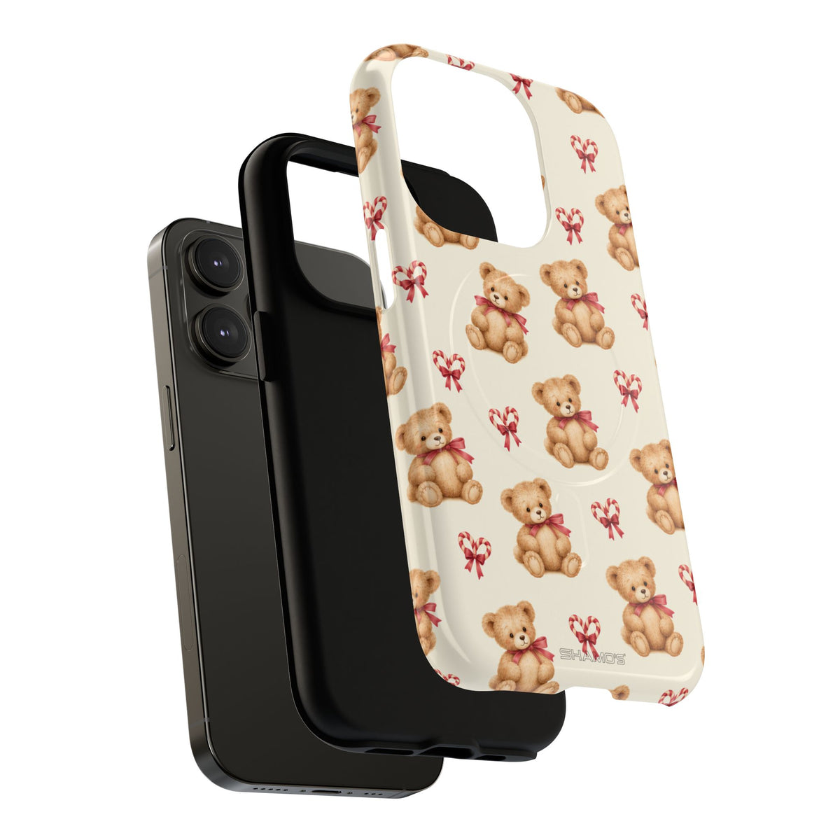 Coque iPhone Ourson des fêtes et sucres d’orge en forme de cœur avec MagSafe