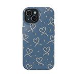 Lasso Hearts – Blue Western Heart MagSafe Phone Case, glossy iPhone 15, rear view