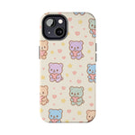 Cute Pastel Bear Impact Phone Case | Heart & Star Kawaii Pattern  Shamo's