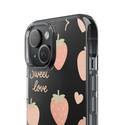 Sweet Love Strawberry Clear iPhone Case | MagSafe