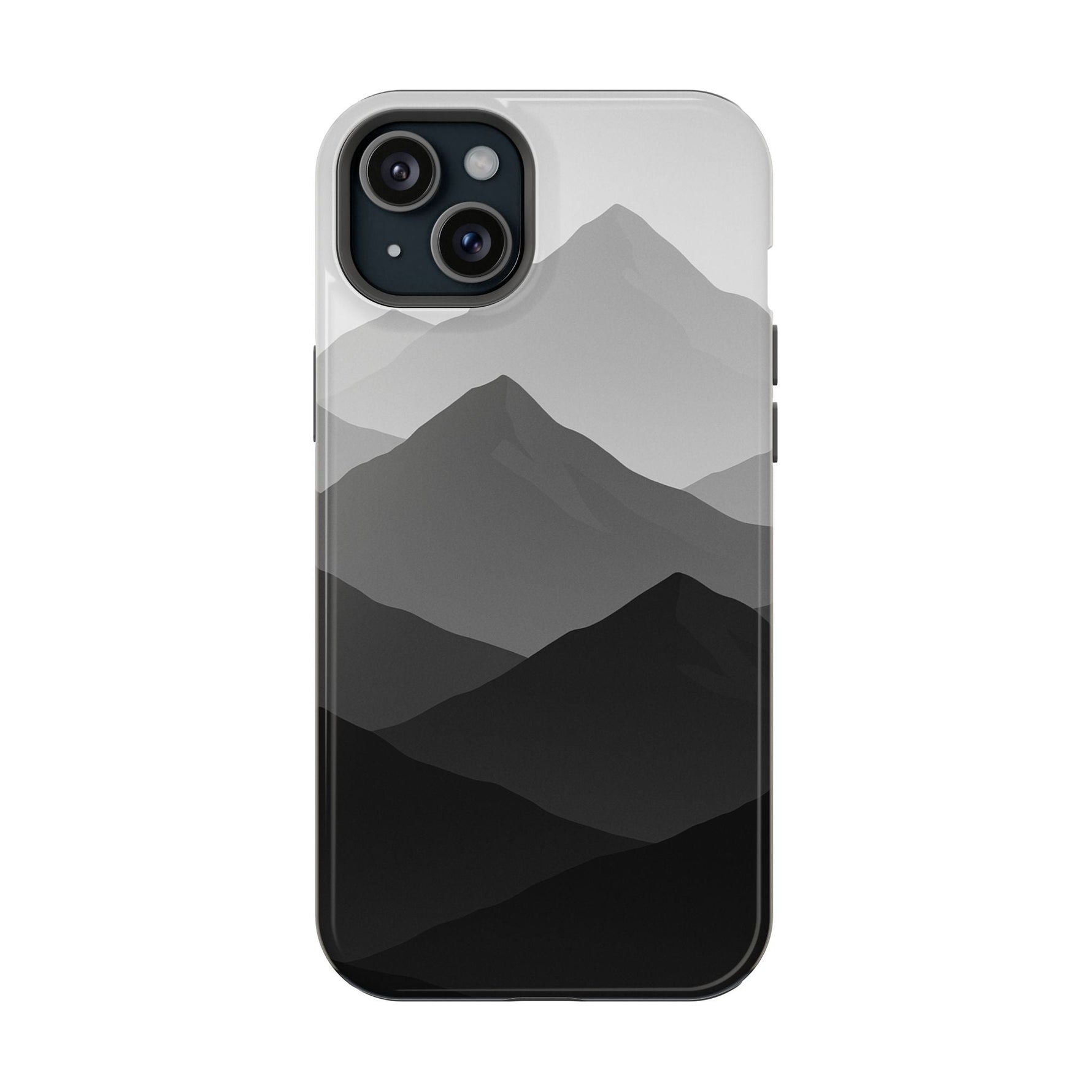 Monochrome Mountain Design iPhone Case | MagSafe  Shamo's iPhone 15 Plus / Glossy