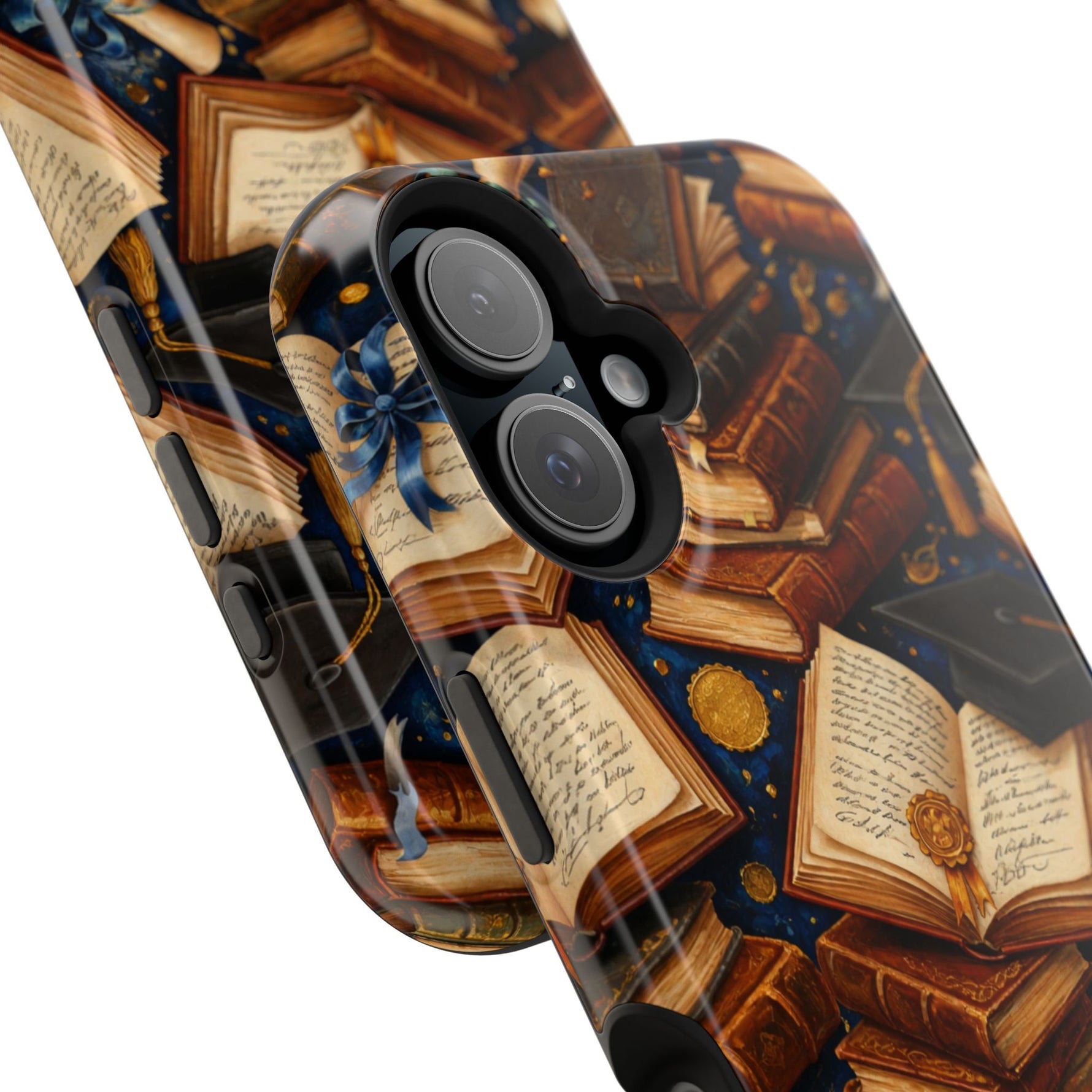 Vintage Books & Graduation Caps MagSafe Phone Case, Impact-Resistant Graduation Gift - iPhone 17 / Glossy - Shamo's