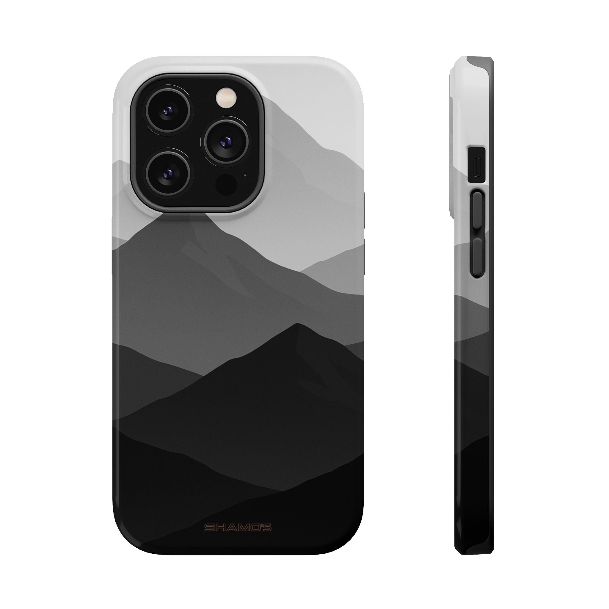 Monochrome Mountain Design iPhone Case | MagSafe - iPhone 14 Pro / Glossy - Shamo's