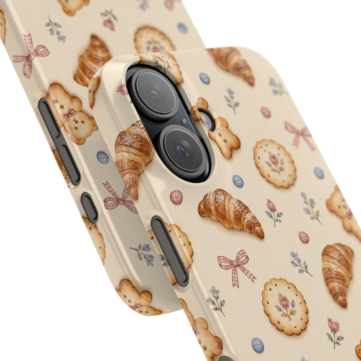 Slanke iPhone-hoes — knus bak- en teddybeerpatroon (recept, hert, knopen)