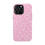 Pink Bow Pattern Impact-Resistant iPhone Case | MagSafe