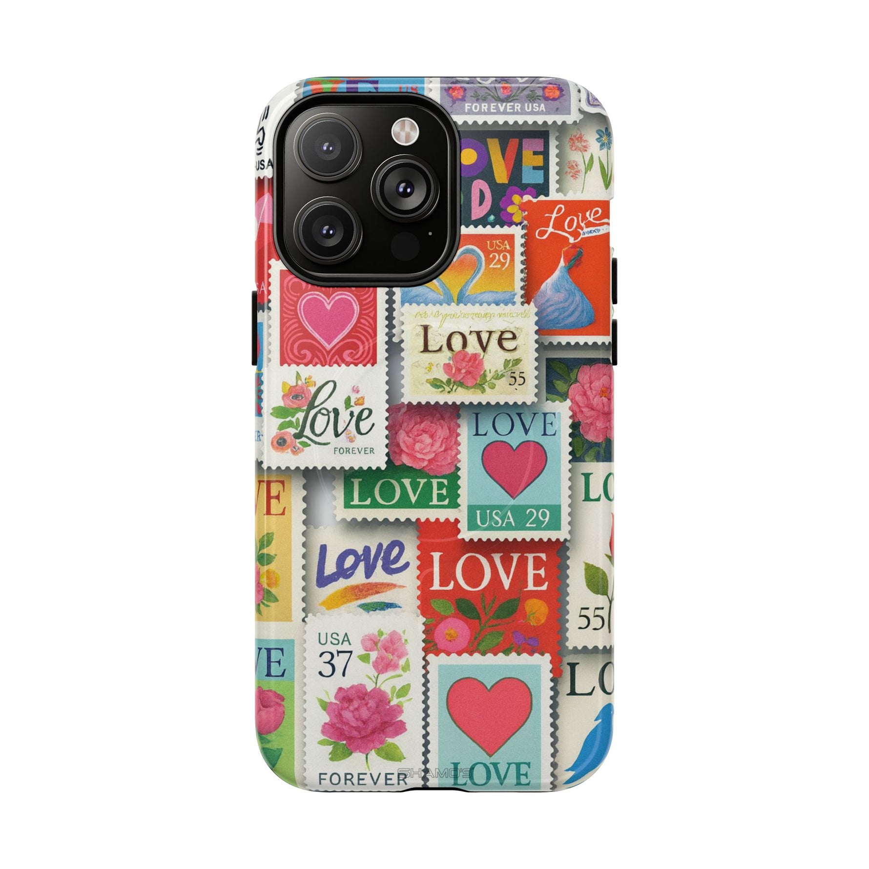 Vintage Romantic Love Stamp iPhone Case | Tough Protection + MagSafe