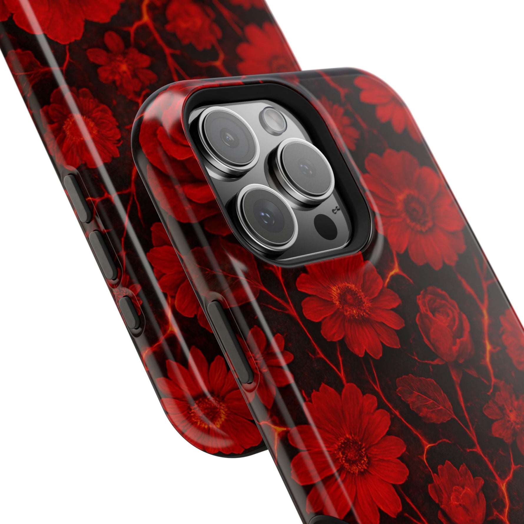 Melted Lava Dark Red Floral iPhone Case — MagSafe Compatible  Shamo's