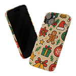 Holiday Pattern Slim iPhone Case — Gingerbread, Santa Hat & Gifts Holiday Design  Shamo's