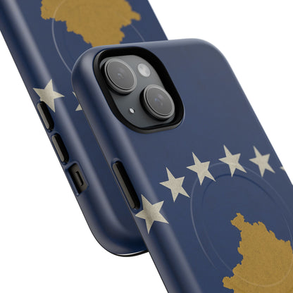 Kosovo Flag Tough iPhone Case — Navy Blue Stars & Gold Map (MagSafe compatible)  Shamo's