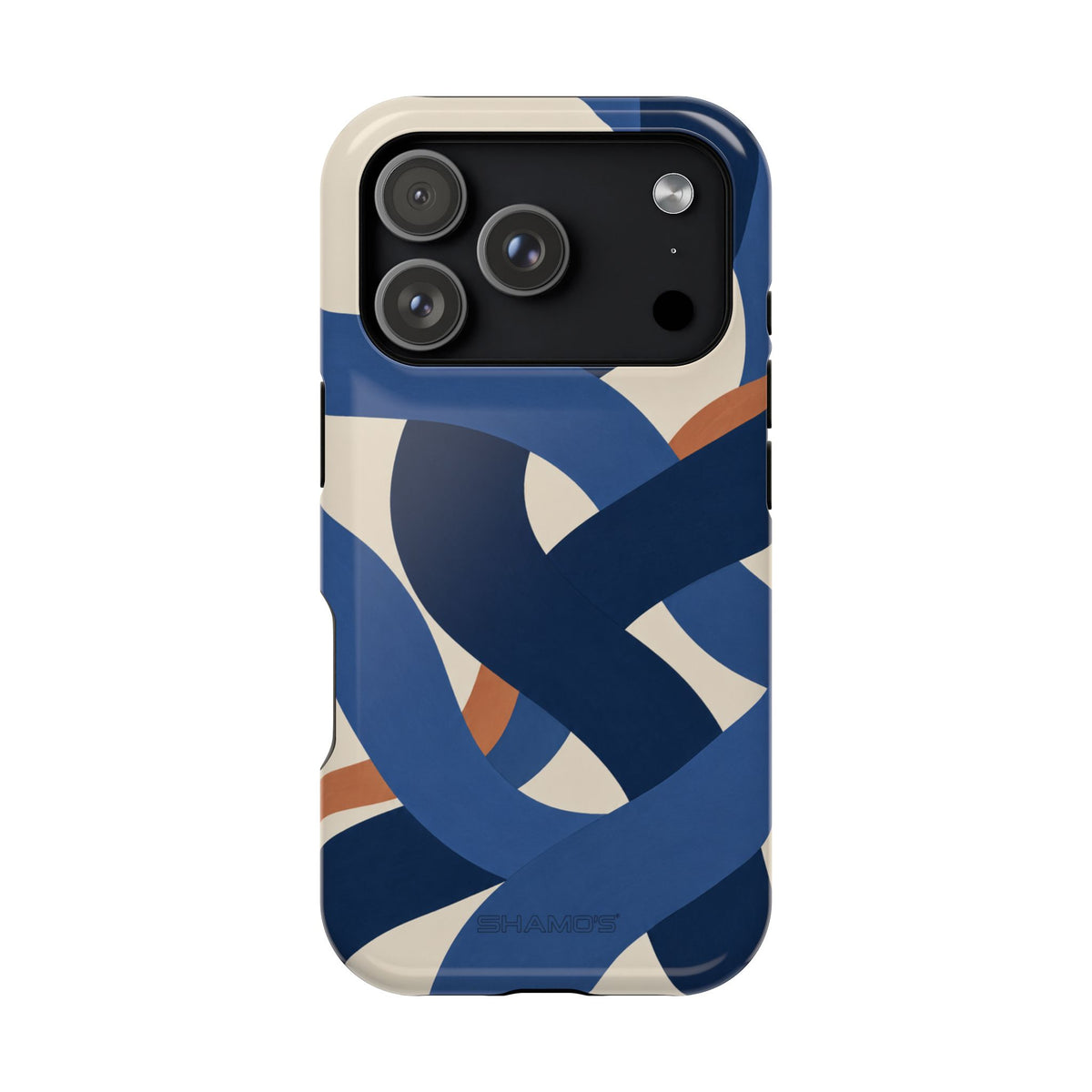 Indigo Loom MagSafe Phone Case – Blue & Ivory Abstract Woven Pattern