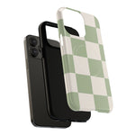 Sage Checkerboard Tough iPhone Case - Compatible with MagSafe - Shamo's