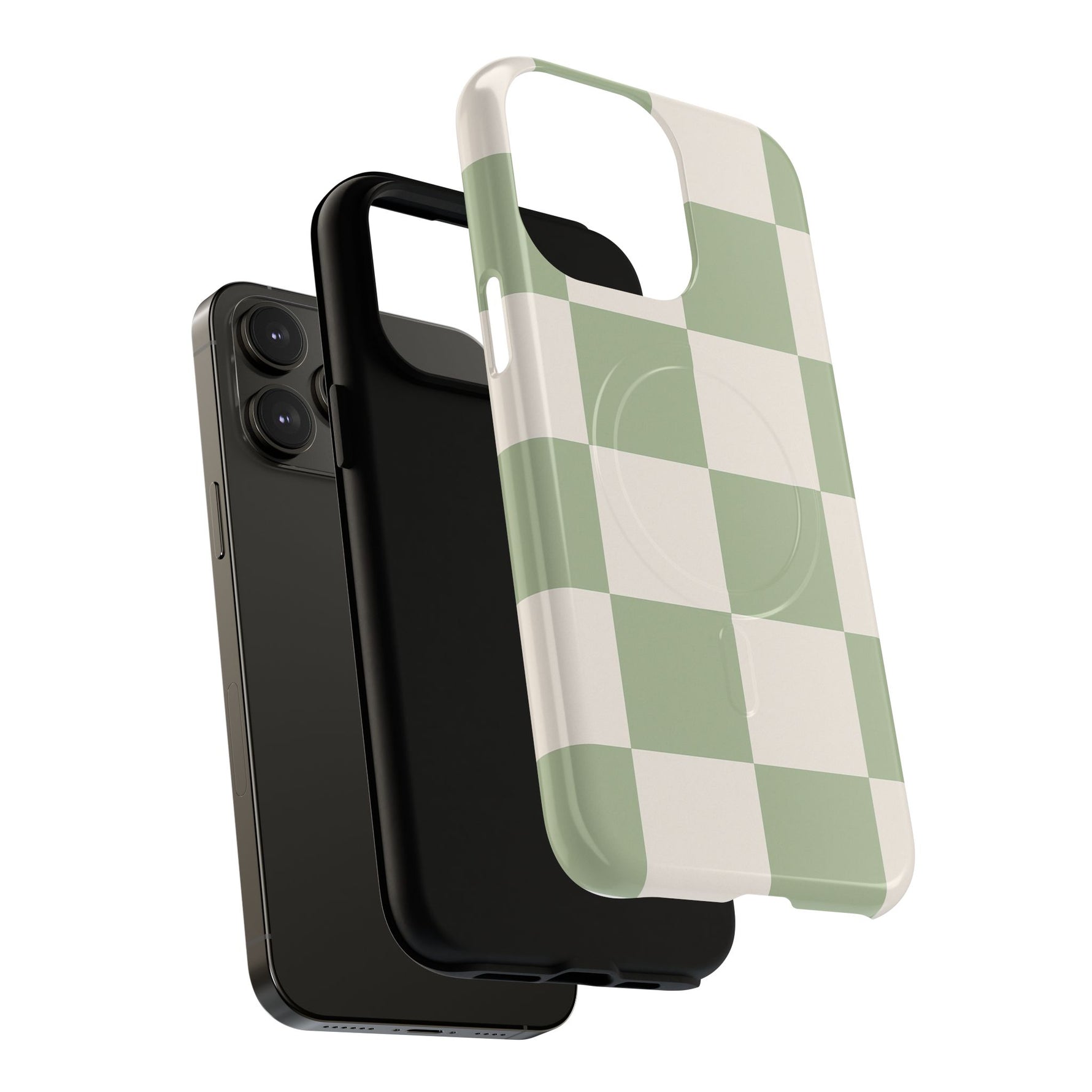 Sage Checkerboard Tough iPhone Case - Compatible with MagSafe - Shamo's