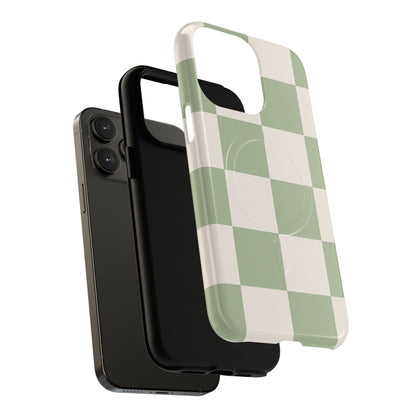 Sage Checkerboard Tough iPhone Case - Compatible with MagSafe