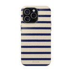 Navy & Cream Ribbed Holiday Sweater Design iPhone Case with MagSafe compatibility