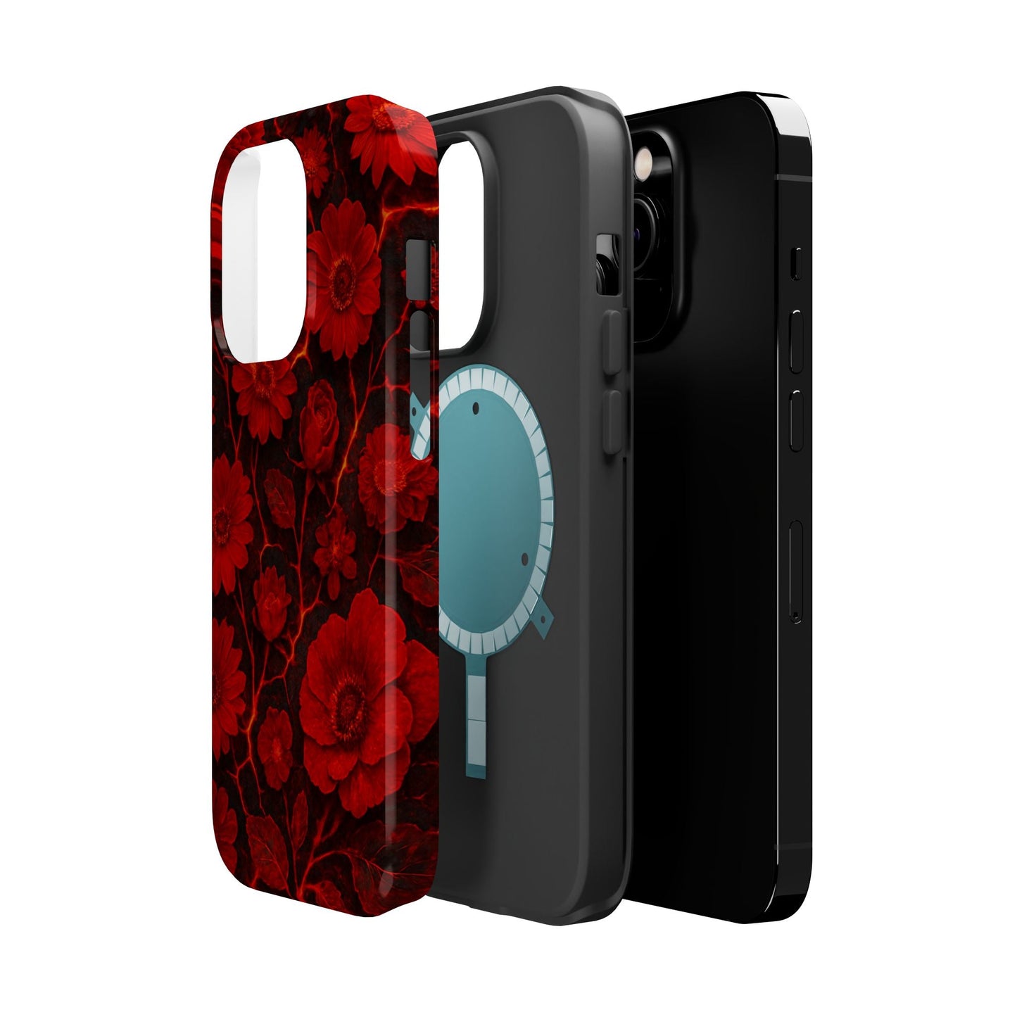 Melted Lava Dark Red Floral iPhone Case — MagSafe Compatible  Shamo's