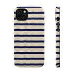 Navy & Cream Ribbed Holiday Sweater Design iPhone Case with MagSafe compatibility  Shamo's iPhone 14 Plus / Glossy