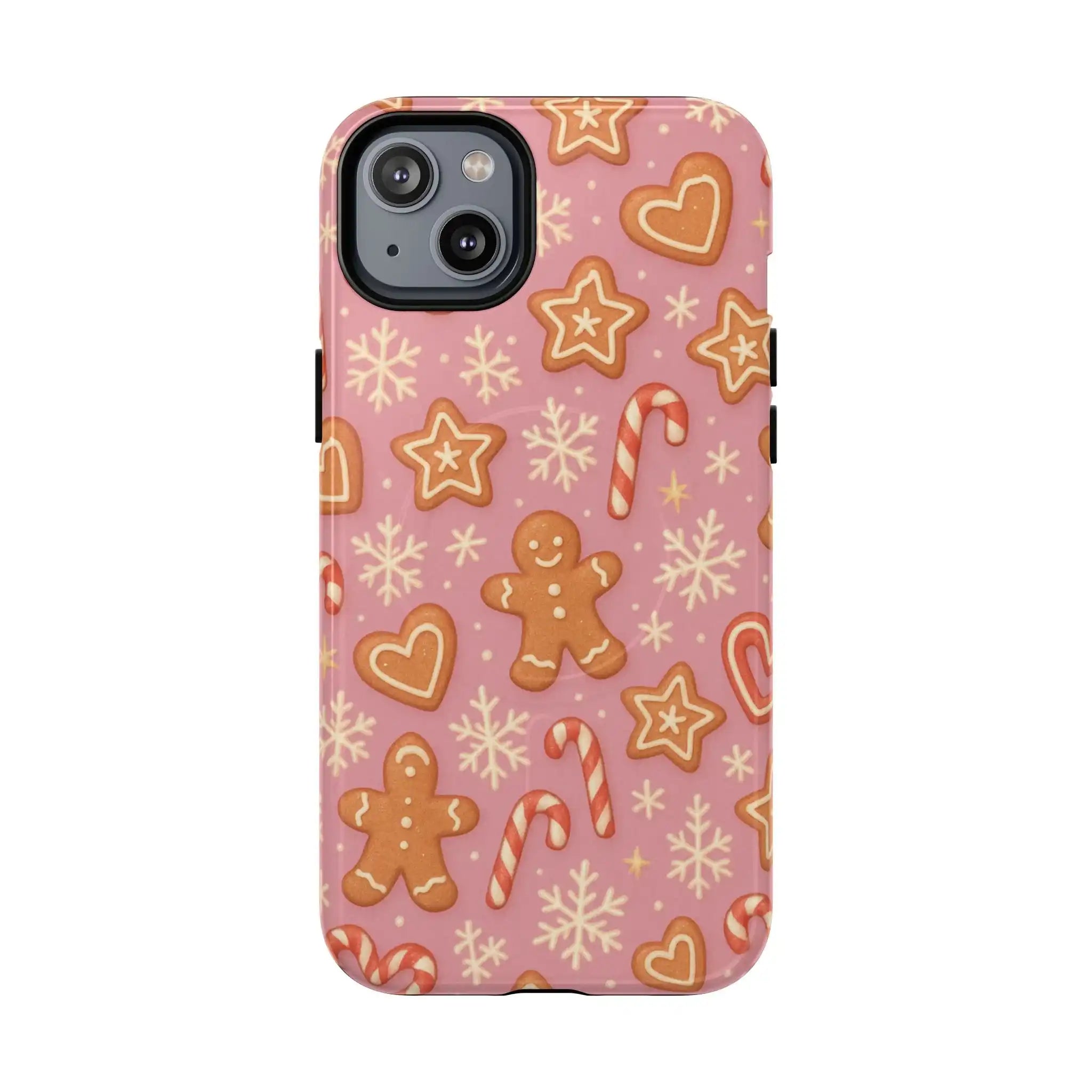 Pink Gingerbread Holiday iPhone Case with MagSafe compatibility - Shamo's