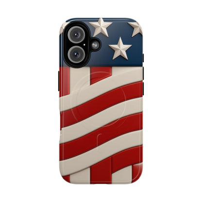Patriotic iPhone Cases - MagSafe Tough American Flag Design