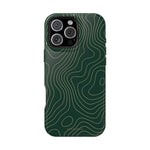 Topographic Green Magnetic Impact-Resistant iPhone Case | MagSafe compatible