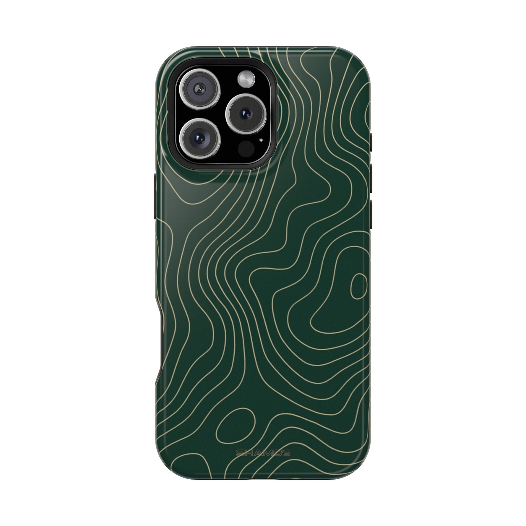 Topographic Green Magnetic Impact-Resistant iPhone Case | MagSafe compatible