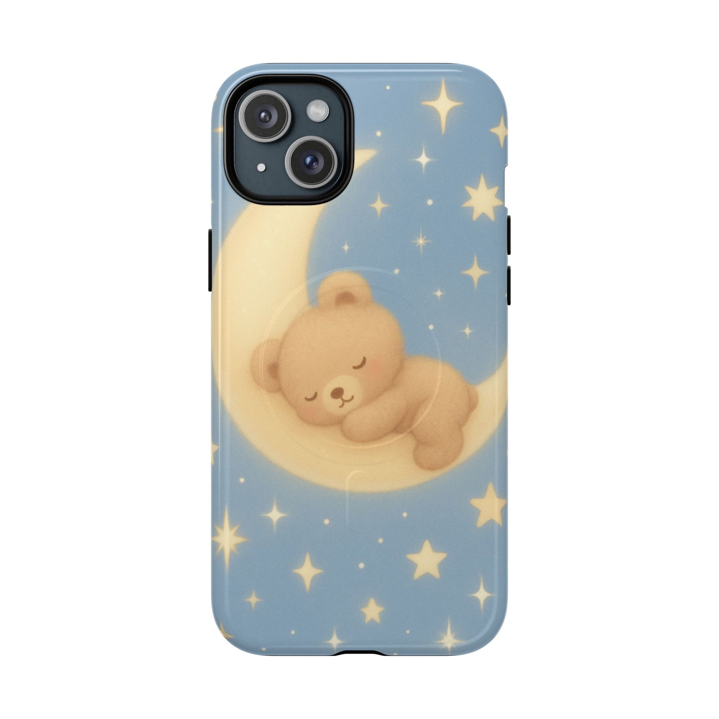 Sleepy Teddy Bear & Stars iPhone Case with MagSafe