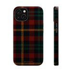 Funda para iPhone resistente a impactos con diseño de cuadros escoceses rojos y verdes con MagSafe