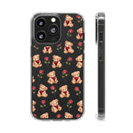 Romantic Teddy Bear Impact-Resistant Phone Case with Heart Design