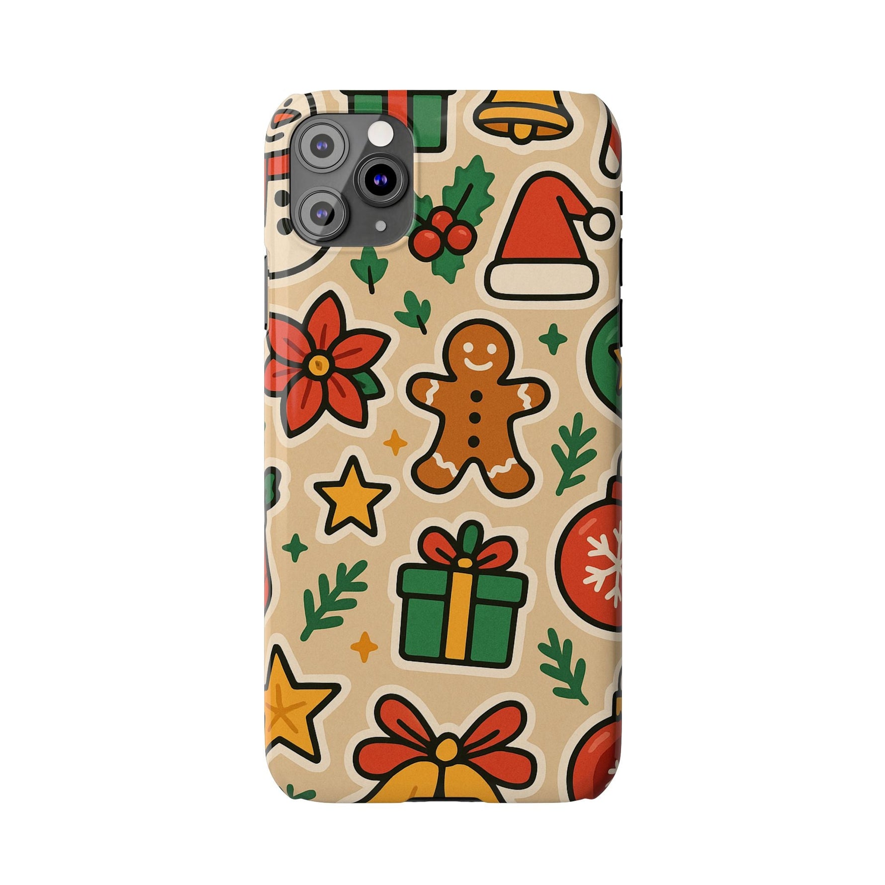 Holiday Pattern Slim iPhone Case — Gingerbread, Santa Hat & Gifts Holiday Design  Shamo's