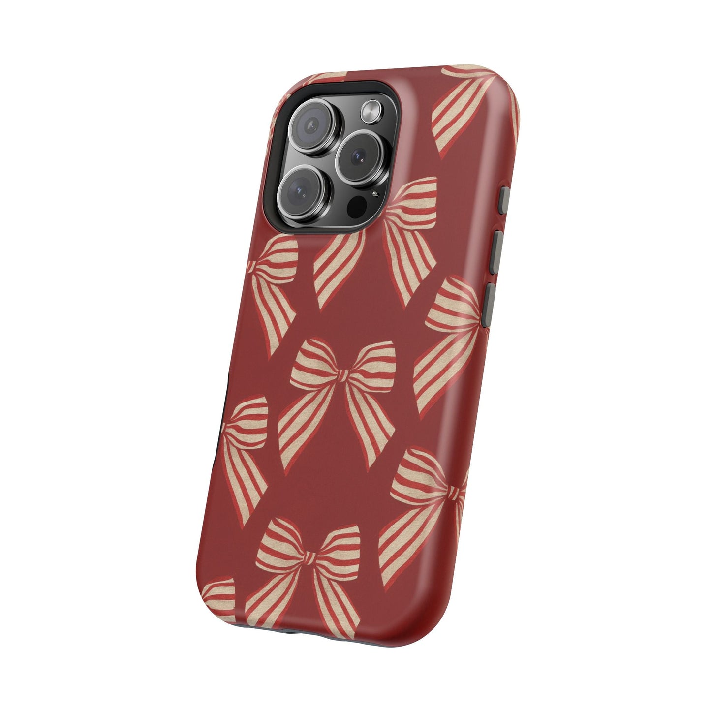 Holiday Red Bow iPhone Case — Impact‑Resistant iPhone Cover with MagSafe compatibility