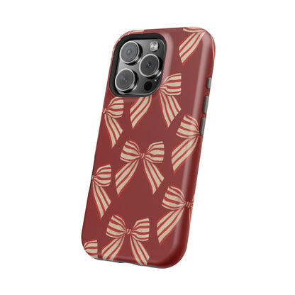 Holiday Red Bow iPhone Case — Impact‑Resistant iPhone Cover with MagSafe compatibility