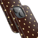 Polka Dot iPhone Case — Brown & Cream MagSafe Protective Cover