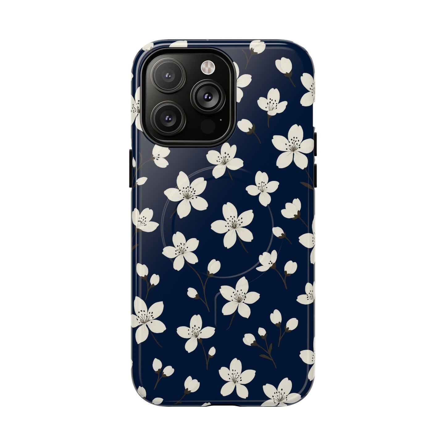 Navy Blossom Floral iPhone Case | MagSafe