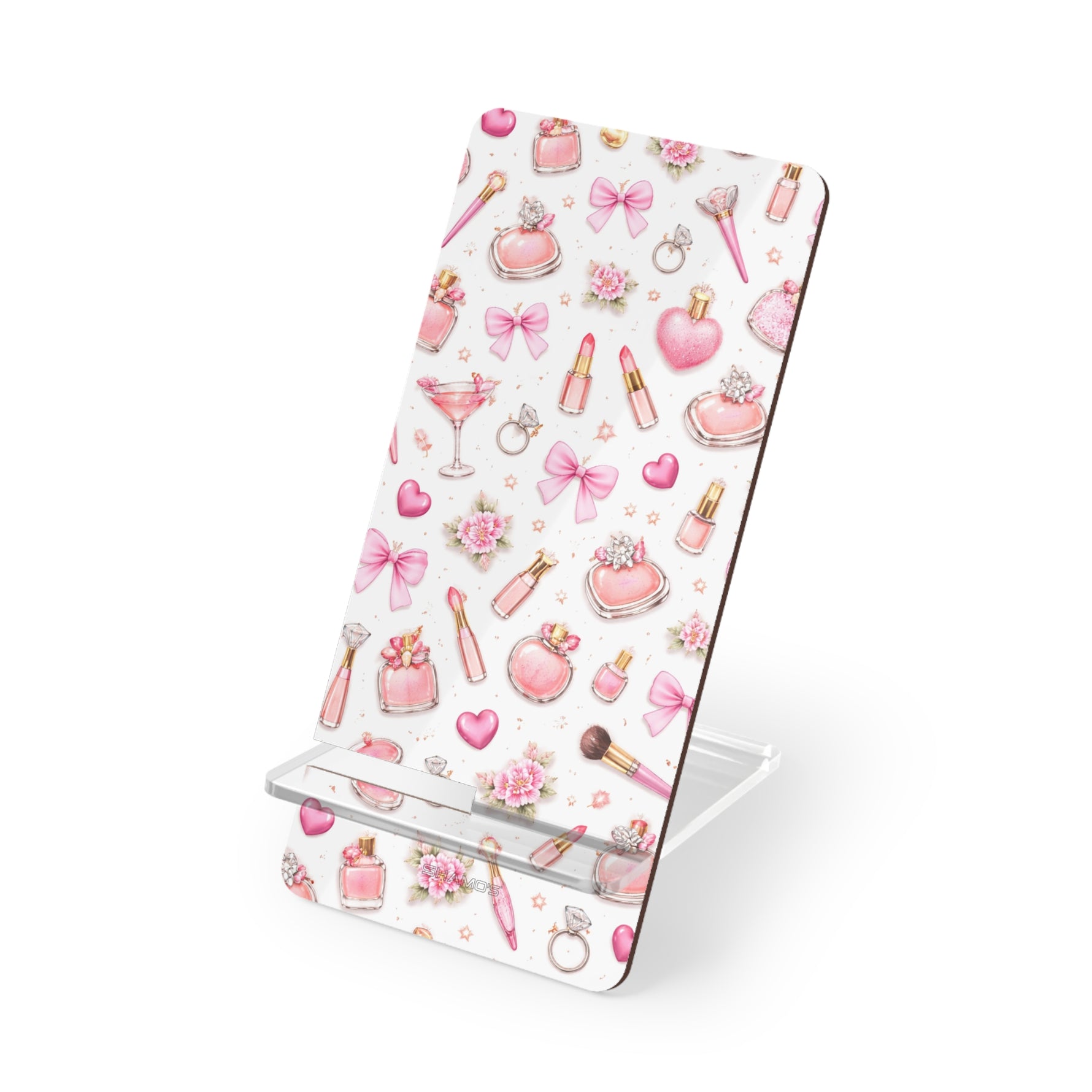 Cute Pink Makeup Boss Lady Pattern Phone Stand, Foldable Mobile Display for Smartphones