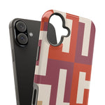 Retro Geometric Magnetic MagSafe Compatible Impact Phone Case — Bold Red & Terracotta Pattern