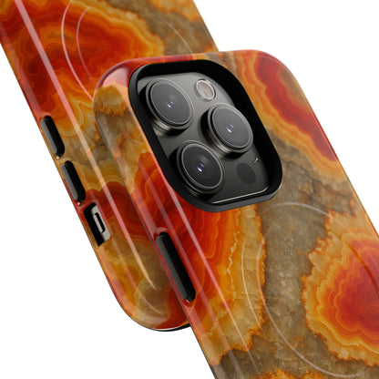 Agate Glow Marble iPhone Case Orange Geode Stone Design with MagSafe