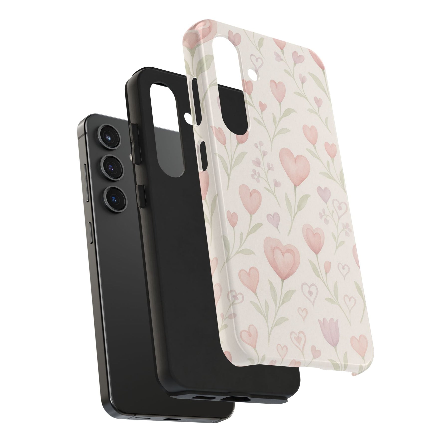 Pink Watercolor Heart Floral Pattern | Tough Impact Phone Case  Shamo's