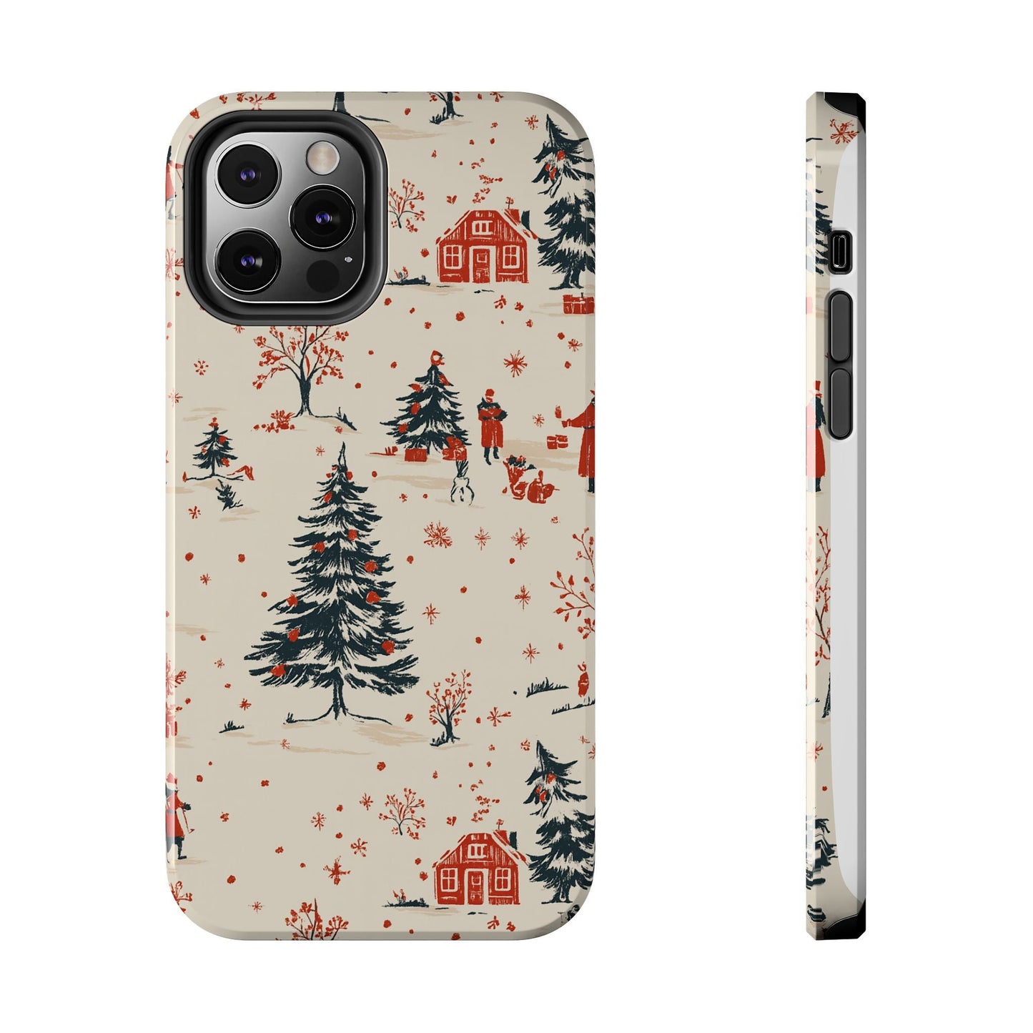 Winter Village Holiday Tough iPhone Case — Vintage Holidays & Snow Scene