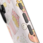 Kawaii Snack Pattern Magnetic Phone Case, Cute Popcorn, Burger & Soda Design with MagSafe Compatibility