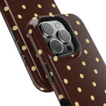 Polka Dot iPhone Case — Brown & Cream MagSafe Protective Cover