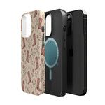 Floral Boots MagSafe Phone Case, glossy square triple-camera Pro model, exploded shell and liner with magnetic ring