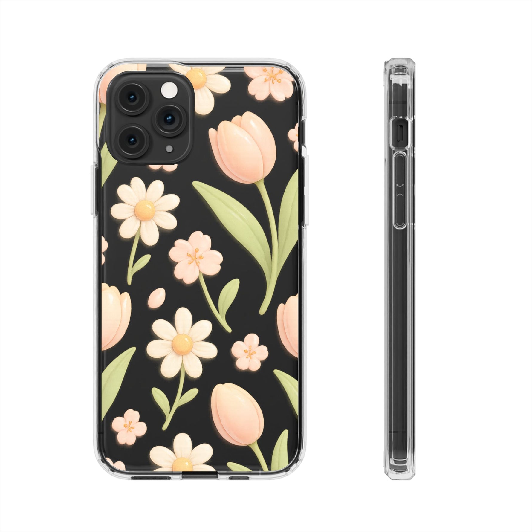 Floral Impact-Resistant Clear iPhone Case - Shamo's