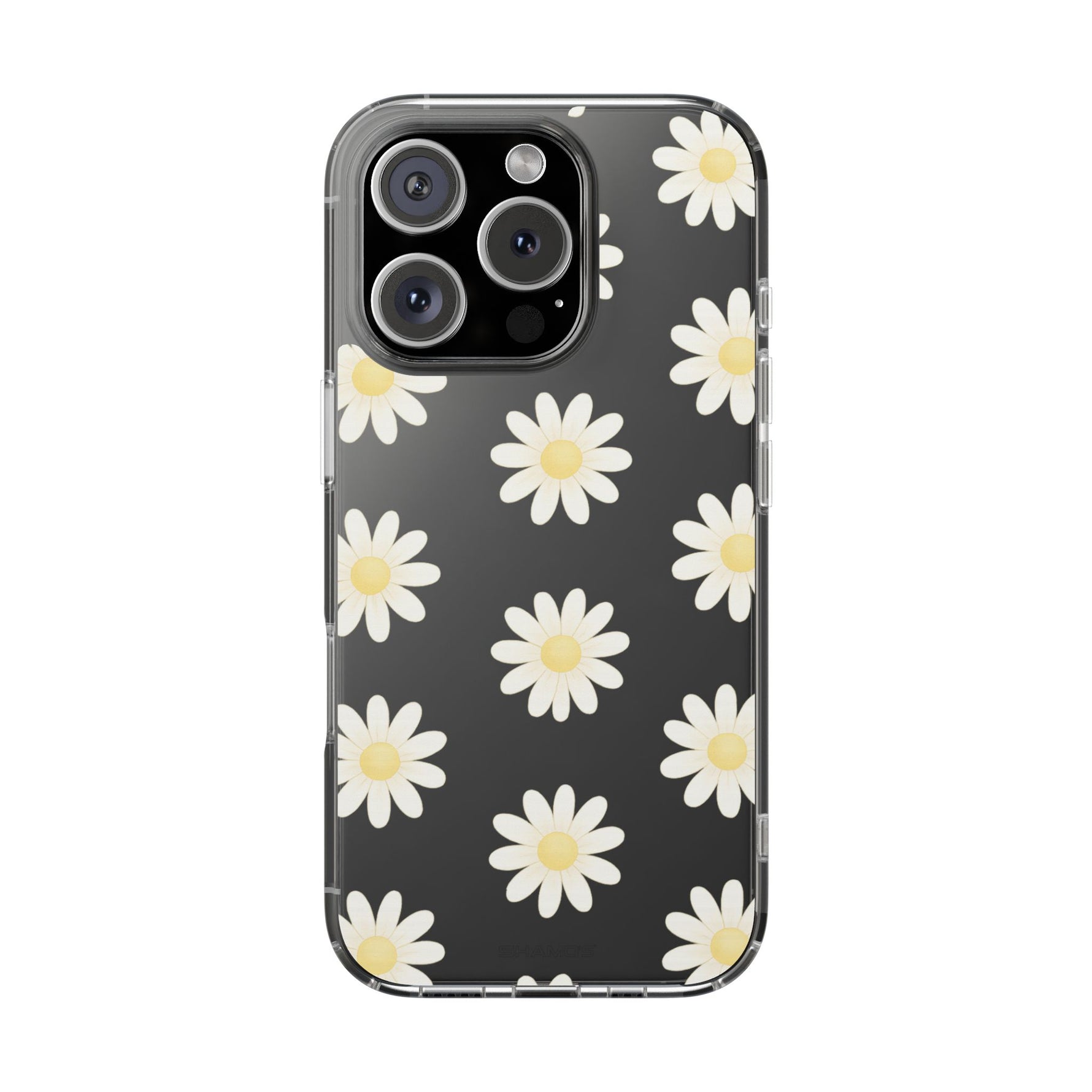 Clear Daisy Floral Phone Case, Impact-Resistant, Anti-Yellowing, Camera & Screen Protection - iPhone 16 Pro / Without gift packaging - Shamo's