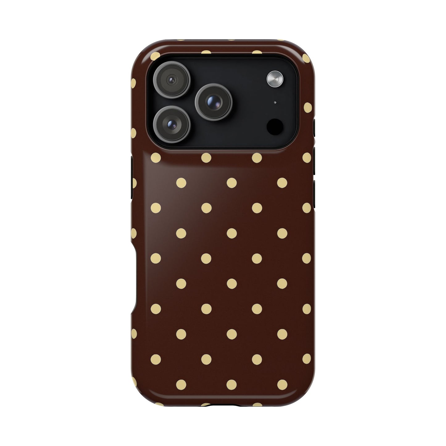 Polka Dot iPhone Case — Brown & Cream Protective Cover with MagSafe compatibility