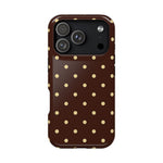 Polka Dot iPhone Case — Brown & Cream Protective Cover with MagSafe compatibility  Shamo's iPhone 17 Pro / Glossy