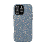 Denim Wildflowers MagSafe Phone Case, glossy iPhone 16 Pro Max, rear view