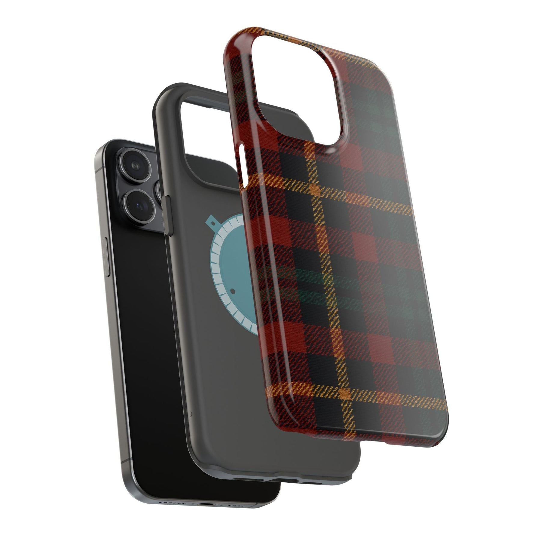 Plaid Impact-Resistant iPhone Case — Red Green Tartan Holiday Theme with MagSafe  Shamo's