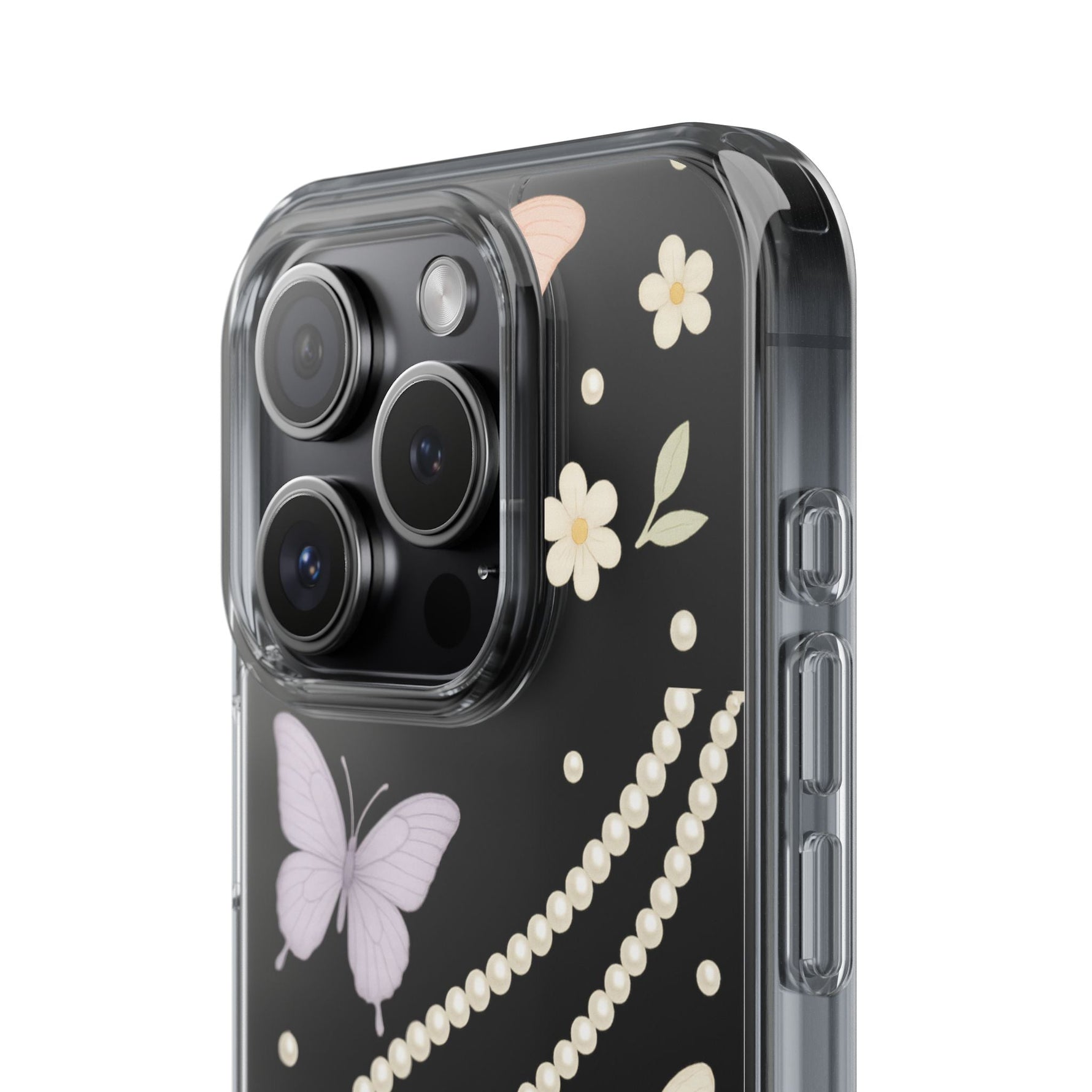 Butterfly Pearl Impact-Resistant Clear iPhone Case  Shamo's